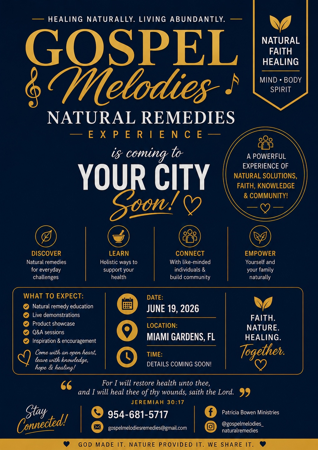Gospel Melodies Natural Remedies event flyer